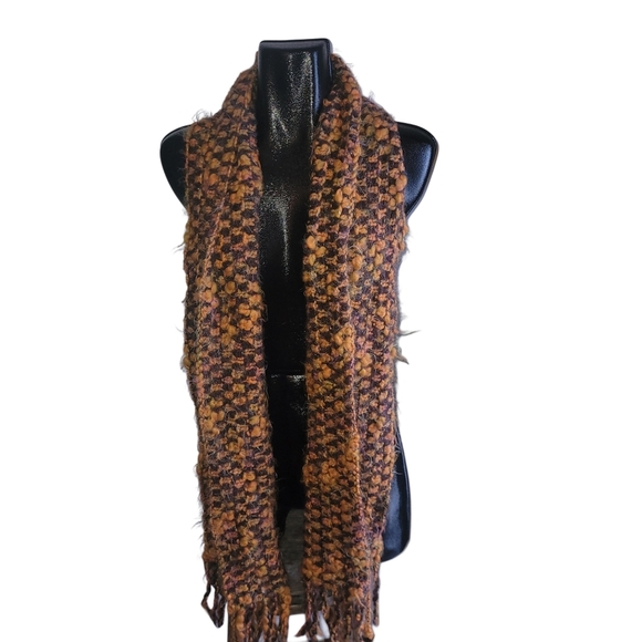 Vintage Passigatti Italian Made Brown And Orange Chunky Knit Scarf - Picture 2 of 4